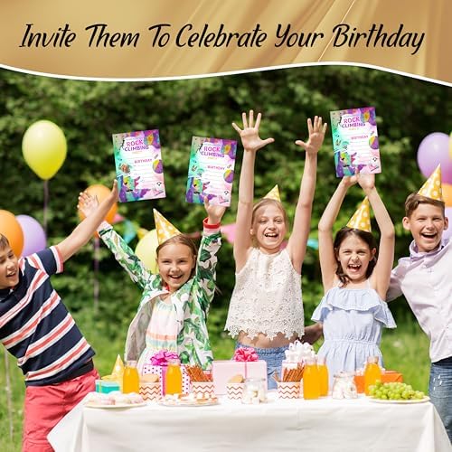 Rock Climbing Birthday Invites for Boys Girls 20-Pack