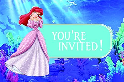 Set of 20 Undersea Princess Birthday Invitations with Envelopes