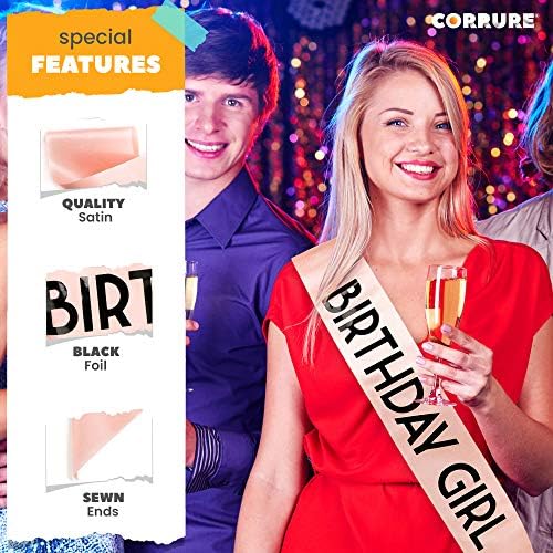 Birthday Girl Sash with Black Foil - Rose Gold Sash for Women
