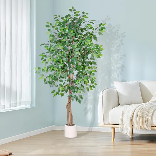 5FT Artificial Ficus Tree with White Planter