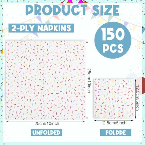 Crtiin 150 Pcs White Donut Sprinkles Napkins 2 Ply