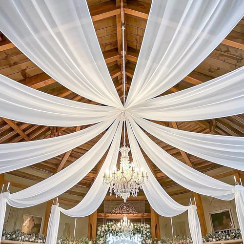 MODFUNS White Wedding Arch Drapes 4 Panels 5x30ft Sheer Curtains