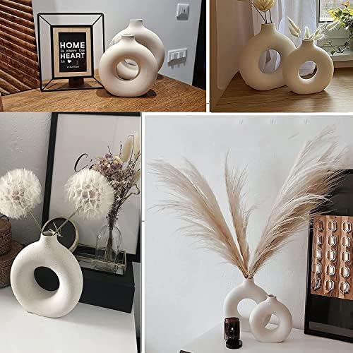 White Ceramic Vases 2 Pack Modern Home Decor
