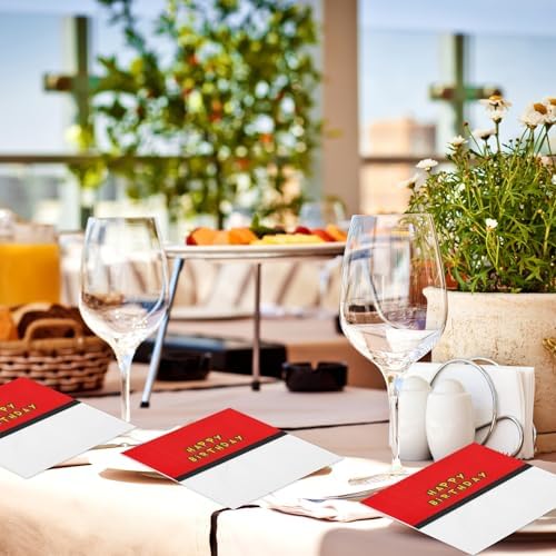 60pcs Happy Birthday Napkins Red White Cartoon Party Decor