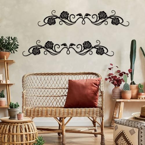 ESTART Large Metal Rose Scroll Wall Decor