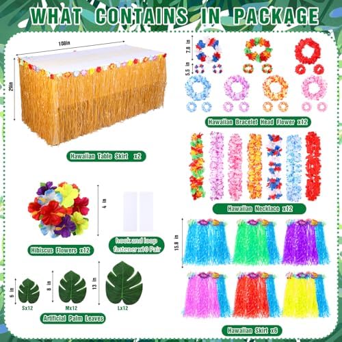 Blosssound 114 Pcs Hawaiian Luau Party Decorations Set