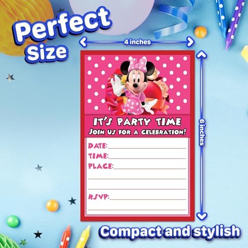 Set of 20 Birthday Invitation Cards Envelopes for Kids