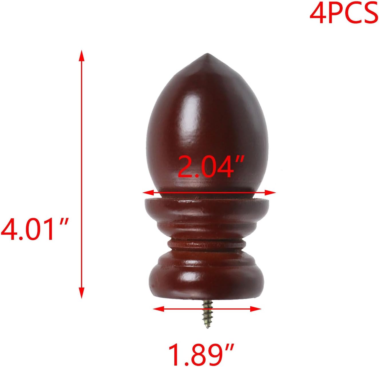 T Tulead Red Brown Finials for Curtain Rods Pack of 4