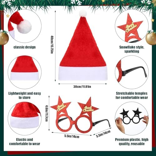 Toulite 48-Piece Santa Hat Glasses Costume Set