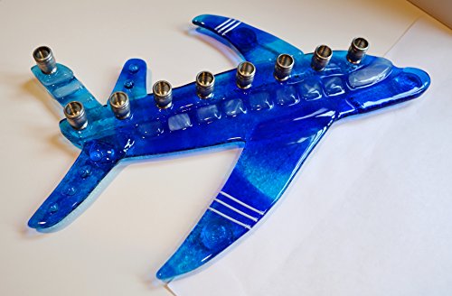 Handmade Airplane Glass Menorah by YafitGlass