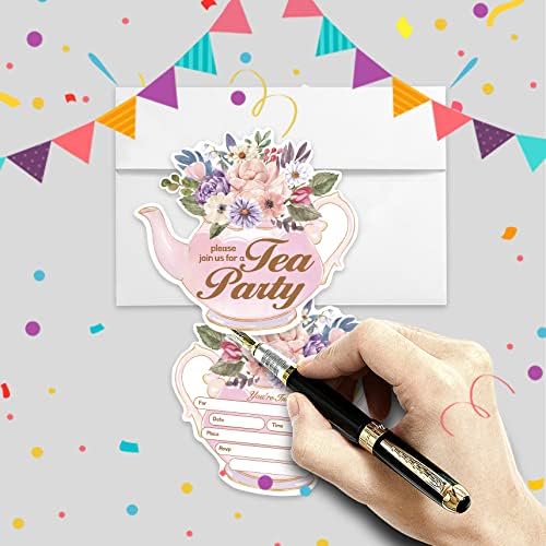 AEHIE 20 Piece Floral Tea Party Invitation Set