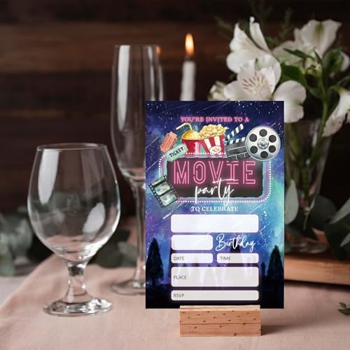 Movie Party Birthday Invitations 20 PCS 4x6 Inch with Envelopes