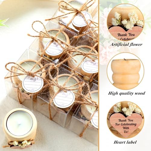 MTLEE 16 Piece Wooden Tealight Candle Holder Set with Cards and Rope