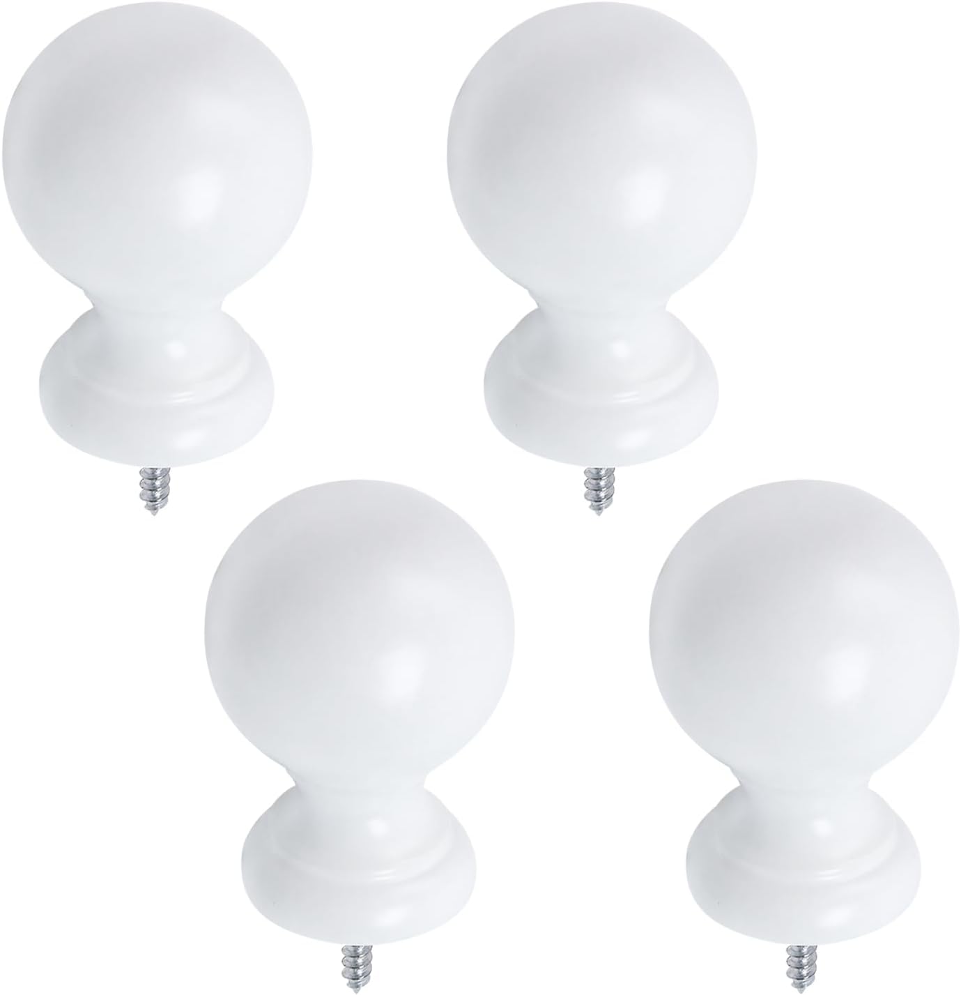 T Tulead White Wooden Curtain Rod Finials Pack of 4