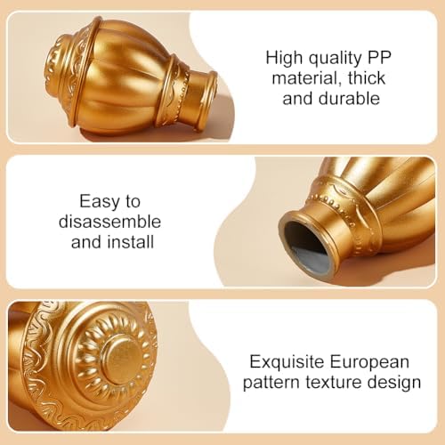 AHANDMAKER 4 Pcs Gold Plastic Curtain Rod Finials
