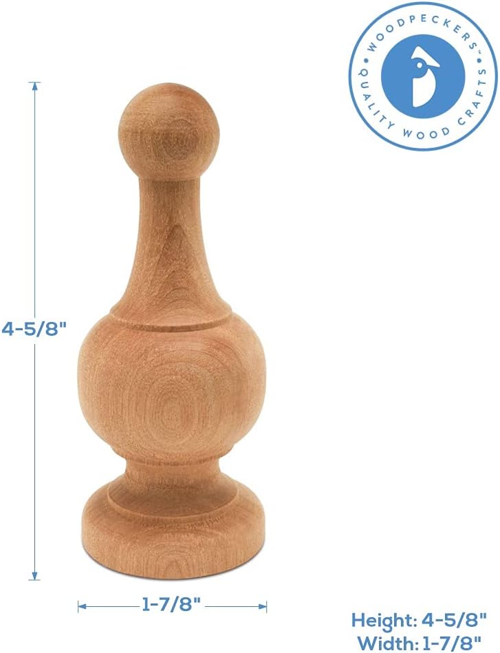 Woodpeckers Unfinished Wood Finials 4-14 Inch Pack of 12