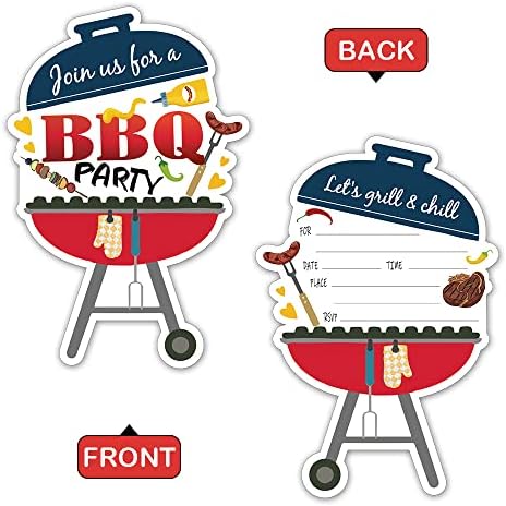 Rewidparty BBQ Themed Party Invitations Set of 15