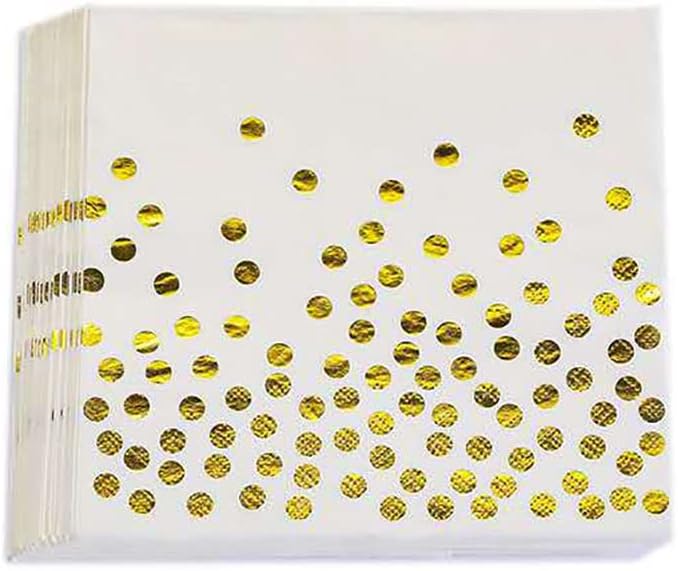 40 Pcs Gold Polka Dot Party Napkins for Wedding Birthday Graduation