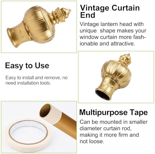 Curtain Finials 6Pcs Gold Plastic Decorative Window Rod Ends