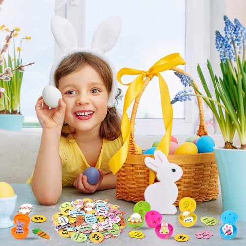 100 Pcs Wooden Easter Tokens for Egg Hunt Prizes