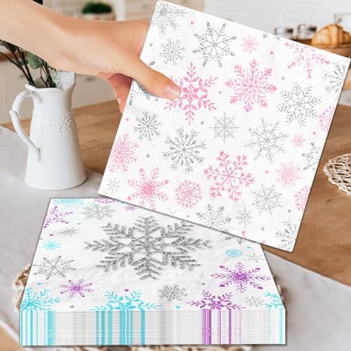 40pcs Winter Snowflake Napkins for Parties and Holidays