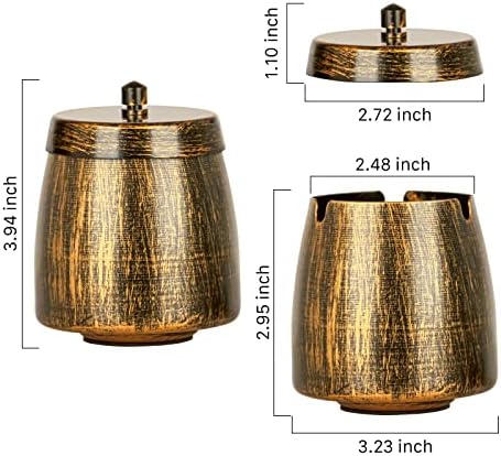 Small Retro Copper Ashtray with Lid for Outdoor Use