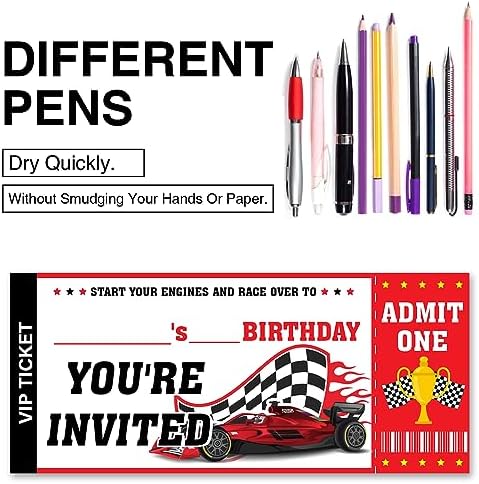 VAHATAN Car Racing Birthday Invitations 20 Pack with Envelopes