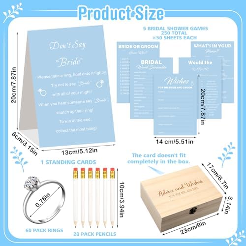 Light Blue Bridal Shower Game Set for 50 Guests