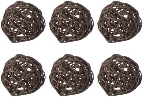 MECCANIXITY 6 Pcs Wicker Rattan Decorative Balls 2 Inch Brown