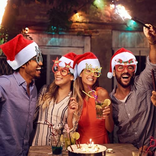 Toulite 48-Piece Santa Hat Glasses Costume Set
