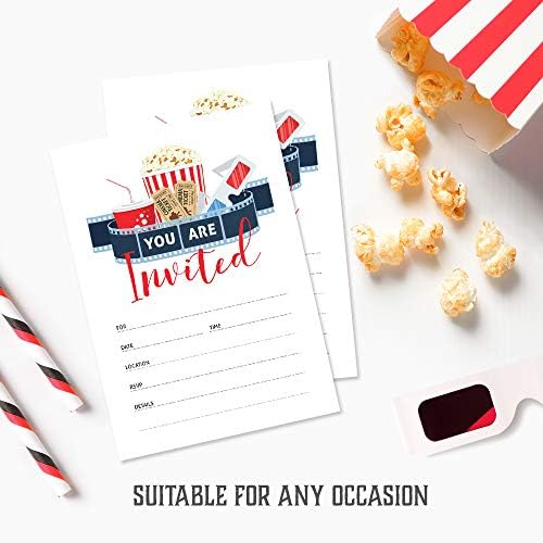 Movie Party Invitations with Envelopes Pack of 25