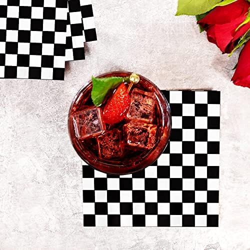 40Pcs Checkered Flag Napkins for Race Themed Party