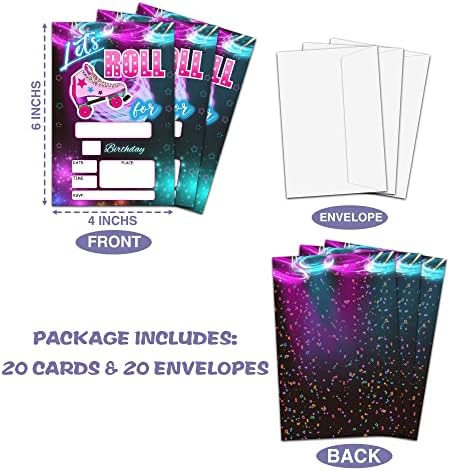 Roller Skate Birthday Invites For Teens 20 Pack