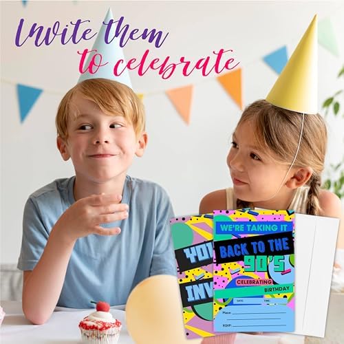 Nuckxy 90s Birthday Invitations 4x6 Retro Double-Sided