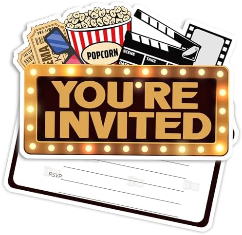 Movie Theme Party Invitation Cards 30 Pack
