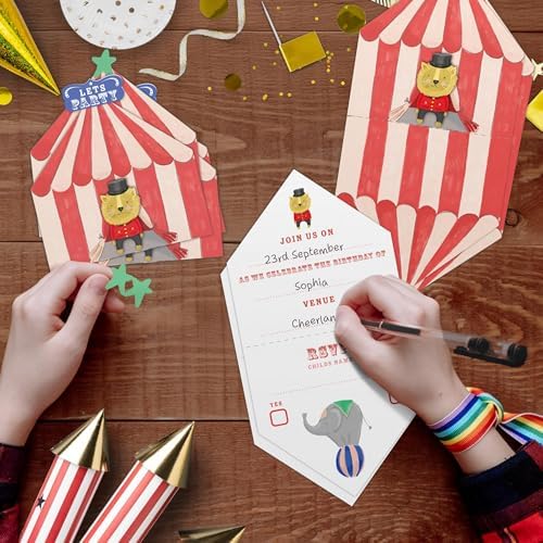 Cheerland Circus Themed Birthday Invitations with Stickers