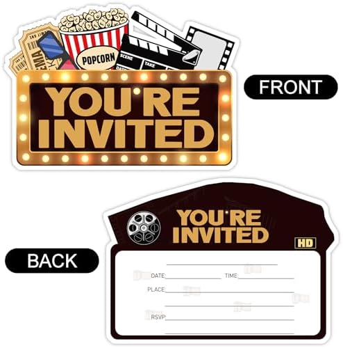 Movie Theme Party Invitation Cards 30 Pack