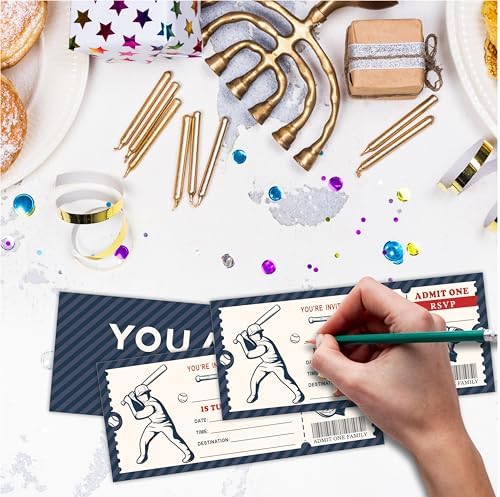 20 Baseball Birthday Invites With Envelopes