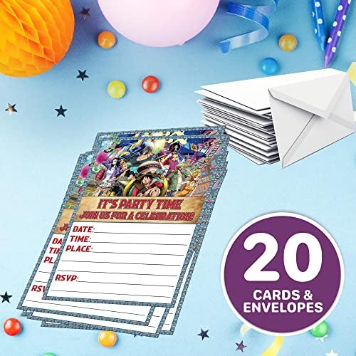 ENDLESS CHOICES 20 Piece Anime Birthday Invitations and Envelopes