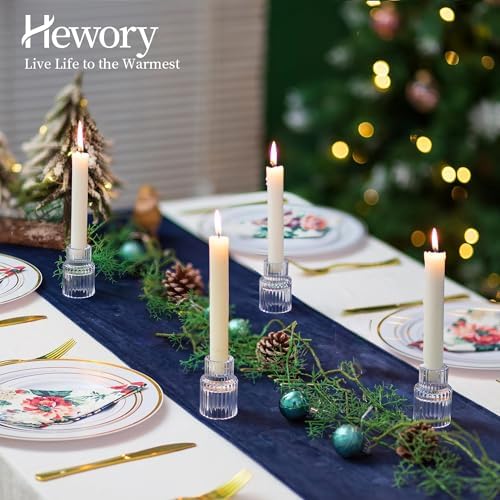 Hewory 20PCS Clear Taper Candle Holders for Table Centerpieces
