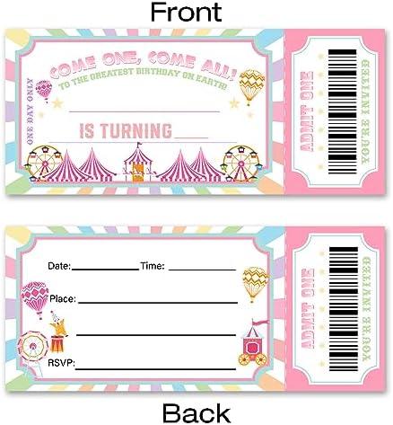 VAHATAN Carnival Birthday Party Invitations 20 Pack