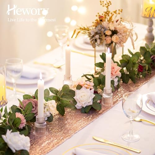 Hewory 20PCS Clear Taper Candle Holders for Table Centerpieces