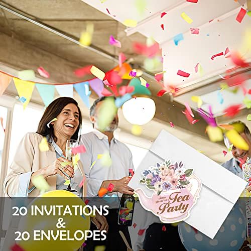 AEHIE 20 Piece Floral Tea Party Invitation Set