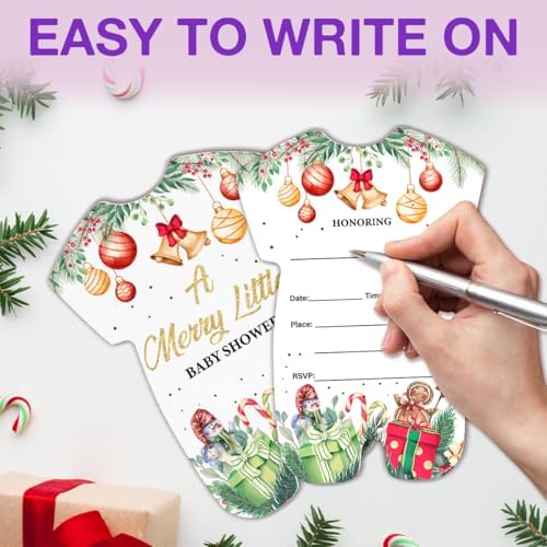 Christmas Baby Shower Invites with Envelopes 20 Pack