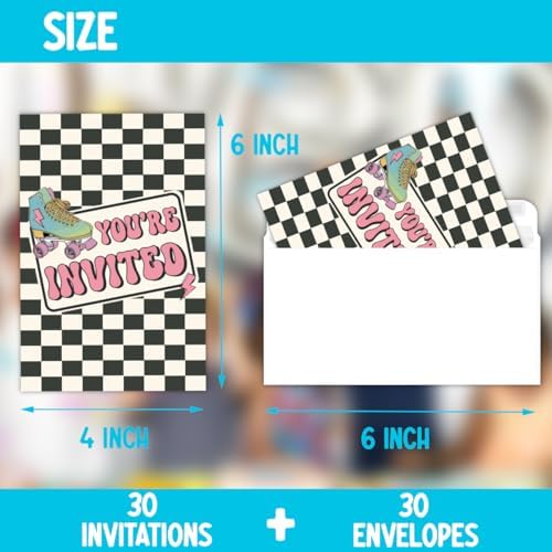 Roller Skate Birthday Invitations 30-Pack