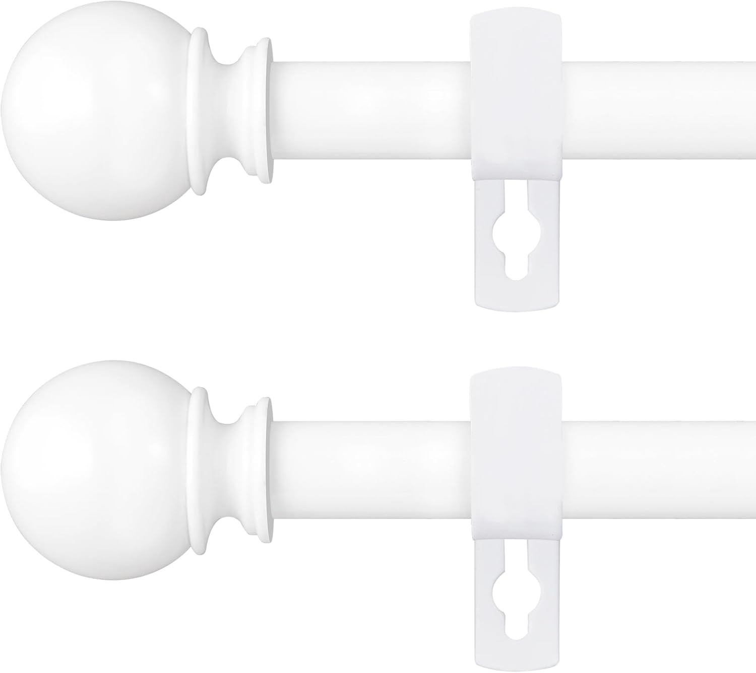Poskena 58 Stainless Steel Adjustable White Curtain Rods 28-48 Inch