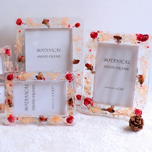 Botanical Picture Frame with Dried Flowers 35x5 4x6 5x7 Sizes