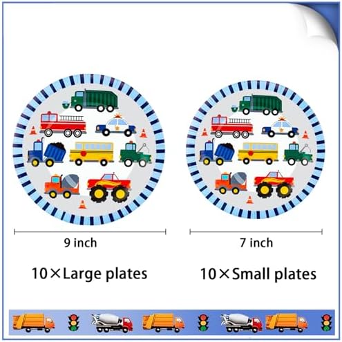 91 Pcs Transportation Party Decorations Plates Cups Napkins