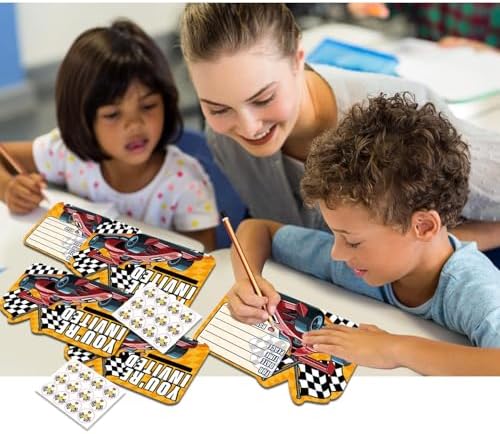 24PCS Race Car Birthday Invites with Envelopes and Stickers