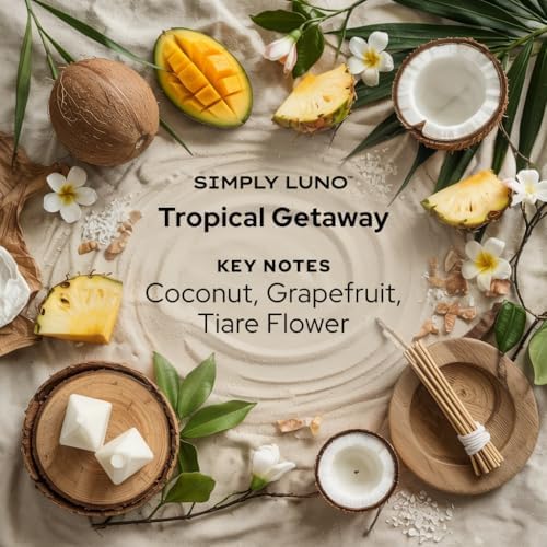 Tropical Getaway Scented Candle 14oz Soy Wax with Coconut Mango Sea Salt